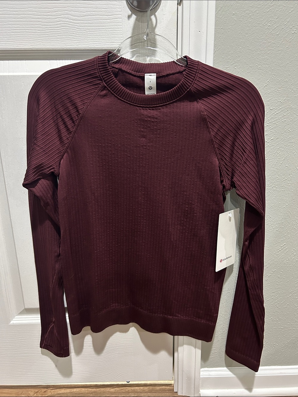 lululemon athletica Women's Ribbed Crewneck Long Sleeve Top - Burgundy